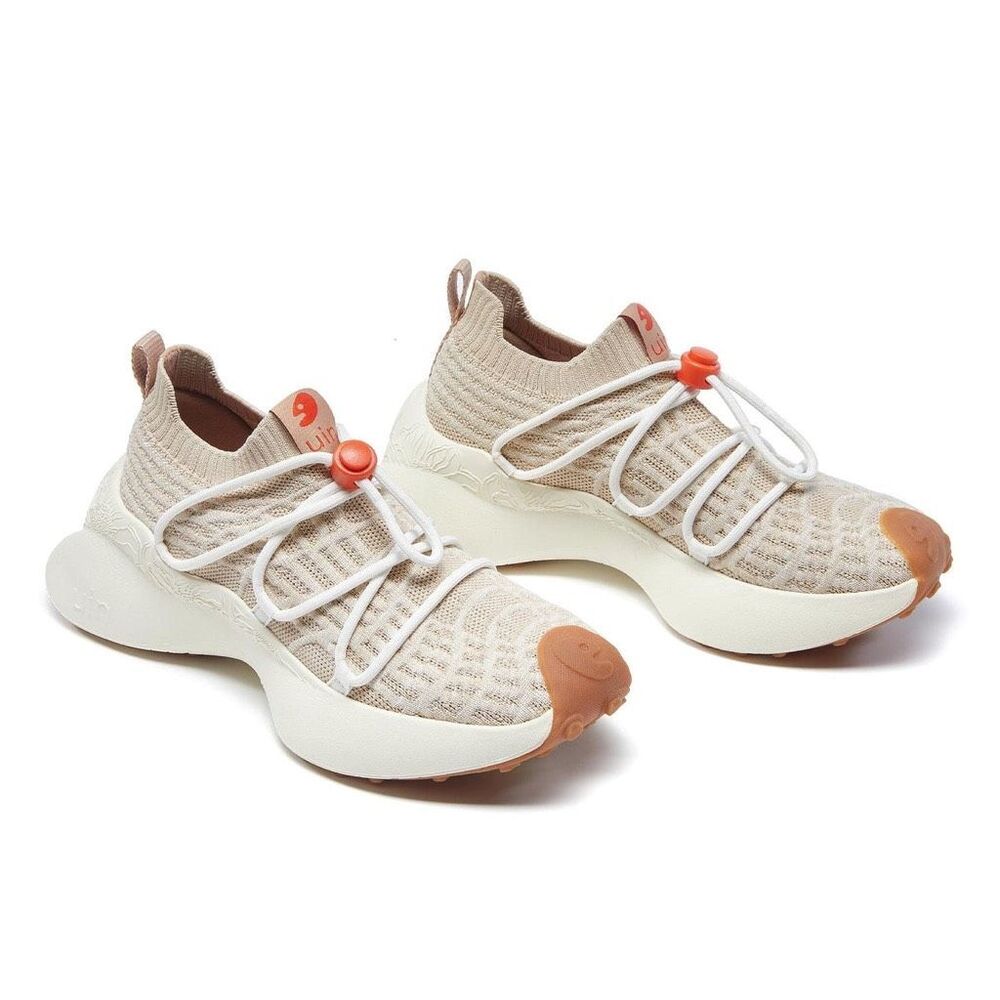 UIN Women's Walking Shoes Slip On Sneaker( Lleida 4 - Latte)